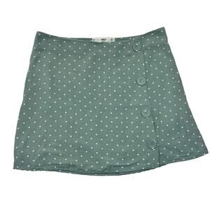 MNG Basics Mango Nordstrom Macy's Linen Blend Blue White Dot Button Skirt XS